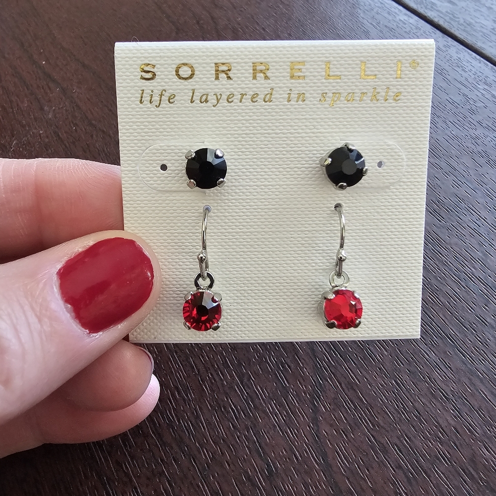 SORRELL Game Day Red post back and slip thru earrings (2 pair)  palladium